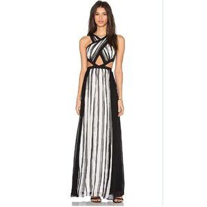 BCBGMaxAzria Malgosia Ecru Combo Cut Out Formal Maxi Dress 6